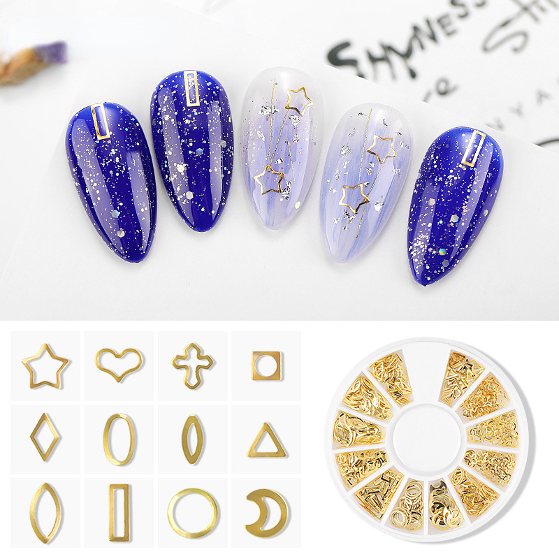 Nail Art Sliver/Gold Nail Metal Rivets Studs,3D Nail Punk Star Moon Rivets  Gems 