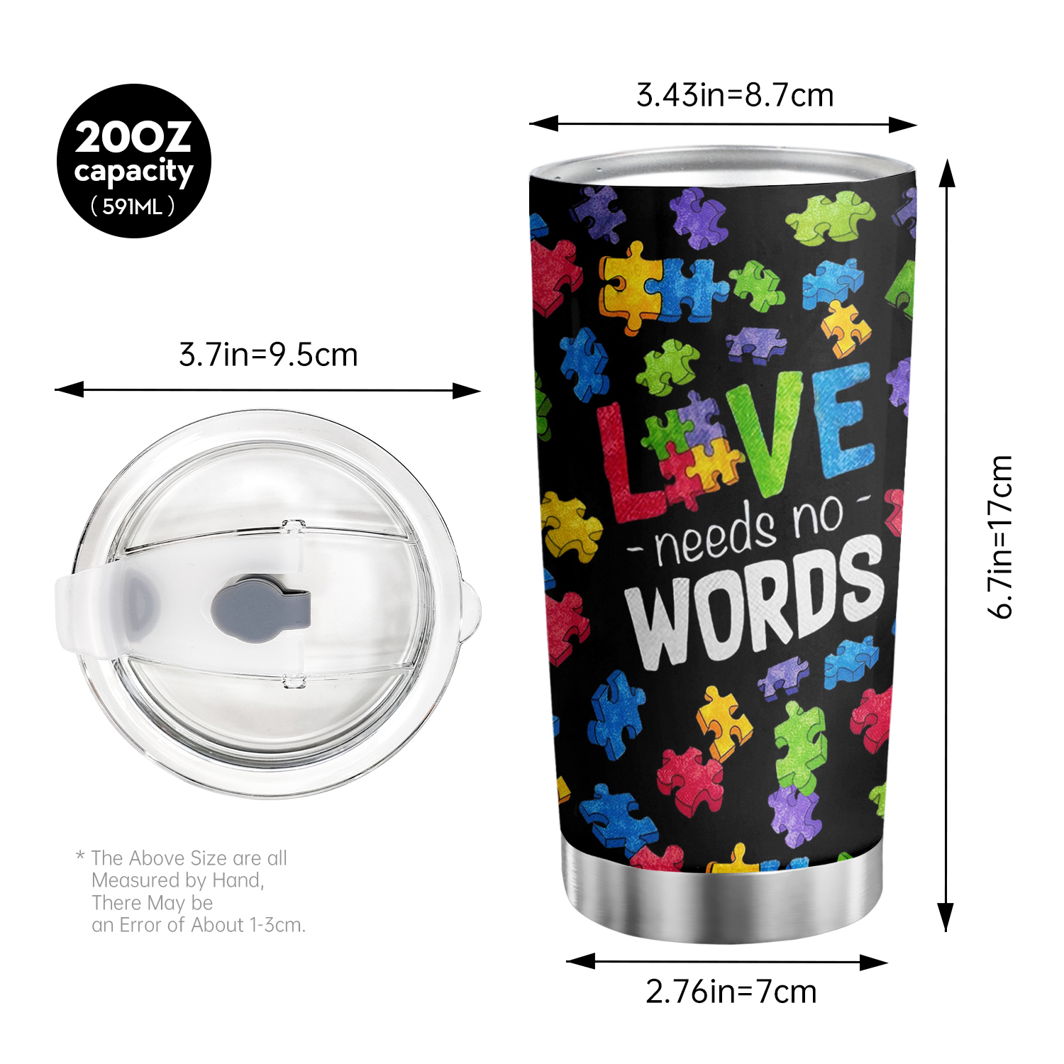 Love Need No Words Puzzle Stainless Steel Coffee Tumbler, Travel