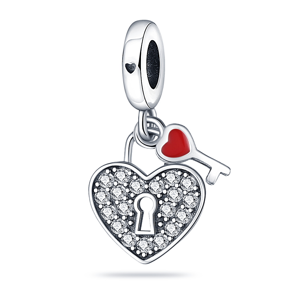 Key Charm Necklace & Heart Lock Decor Bracelet