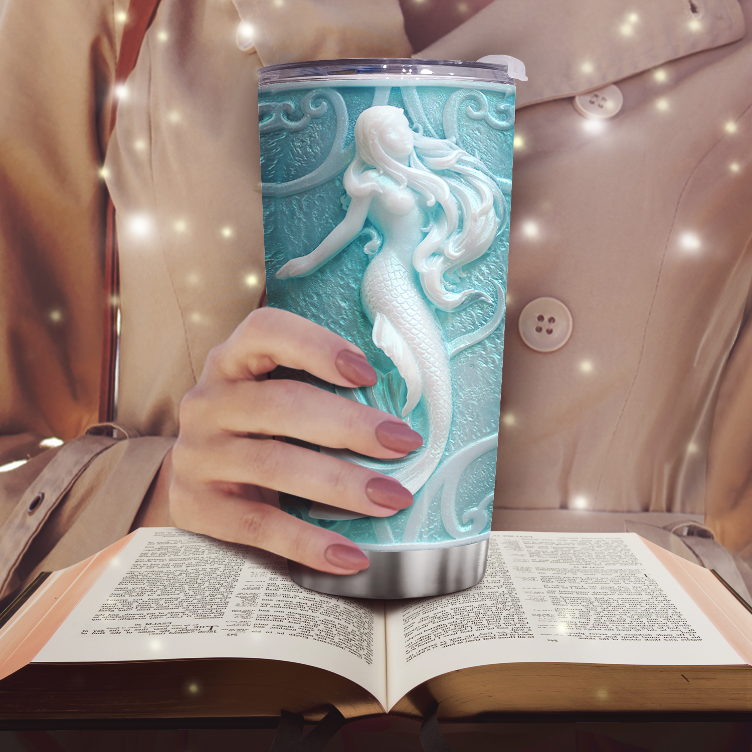 Mermaid Coffee Tumbler 20 Oz Double Walled Stainless Steel Mug