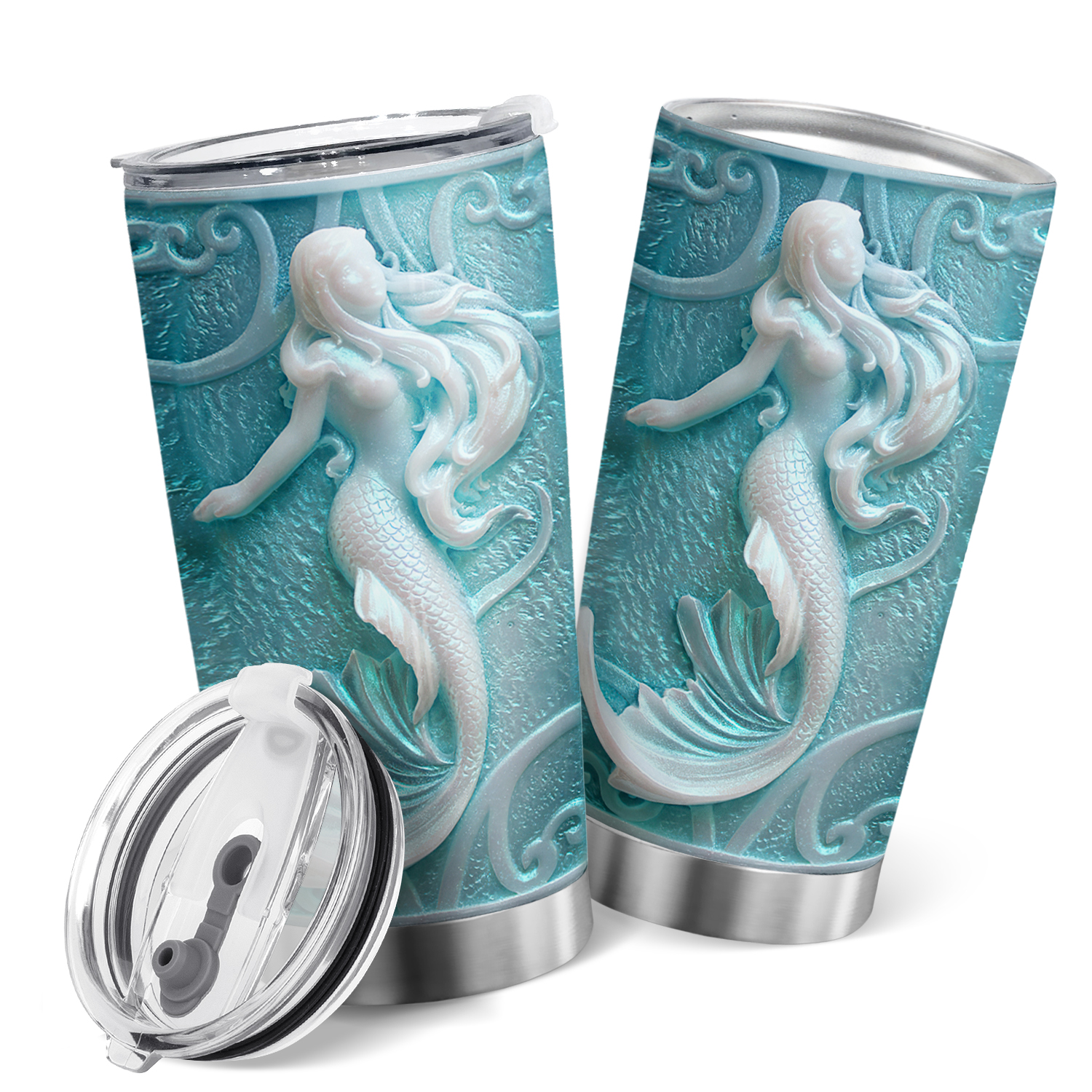 Mermaid Coffee Tumbler 20 Oz Double Walled Stainless Steel Mug
