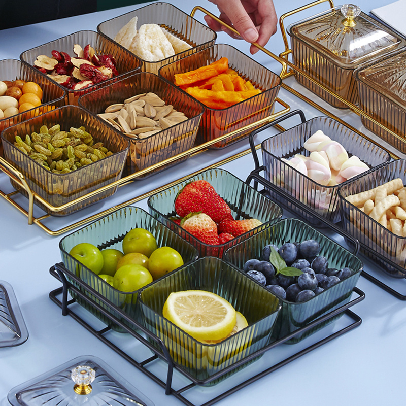 Square Snack Serving Tray,Divided Serving Tray with lid,Household Wooden  Divided Serving Tray,Fruit Platter Tray for Parties,Snack Tray with