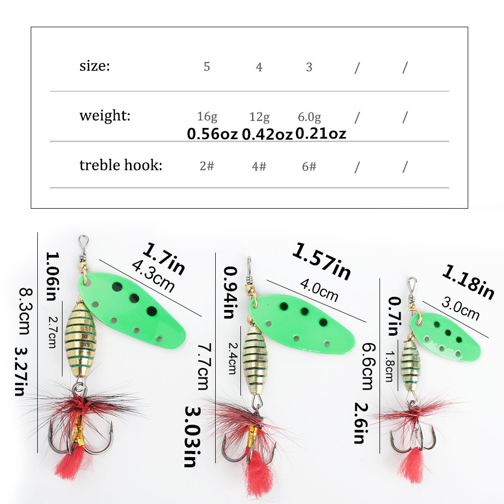 EXAURAFELIS Fishing Lure Spinnerbait with Feathered Treble