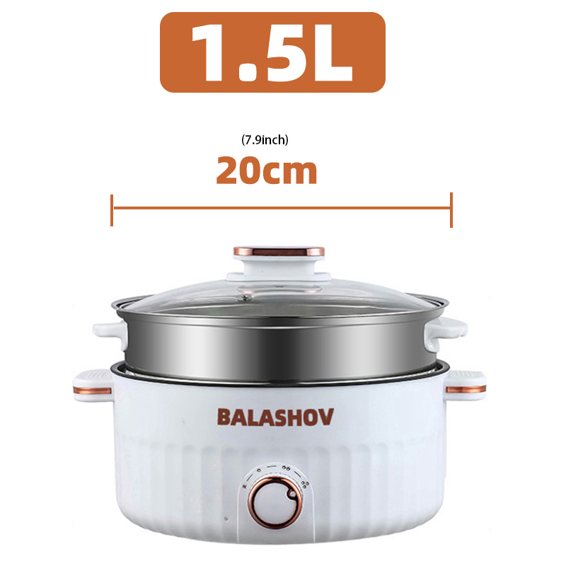  Mini Cooker, Electric Cooking Pot 1.5L Coated Anti