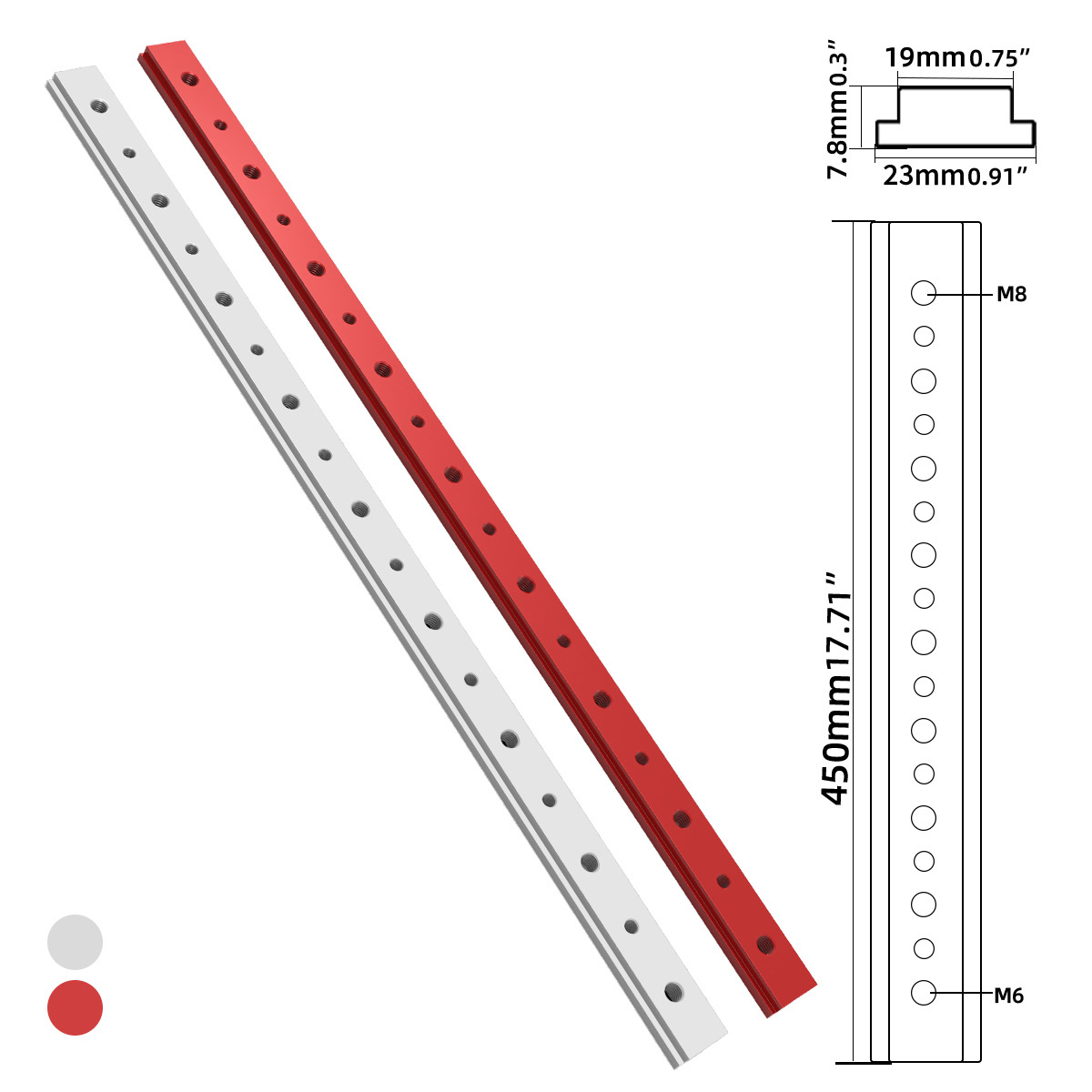 Aluminum M6/m8 T Track Slot Slider Sliding Bar For 30/45 Type T-track Jigs  Screw Slot Fastener Woodworking Tool Red