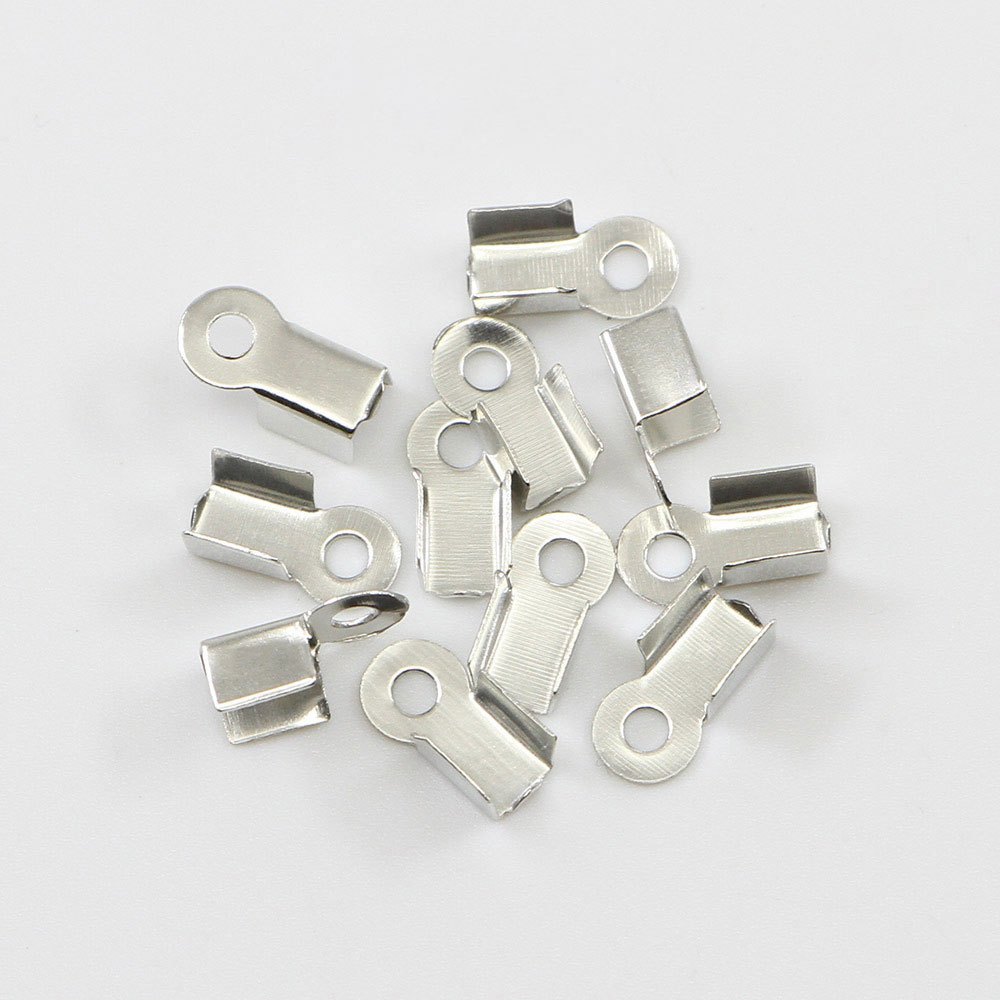 20-50pcs Stainless Steel Spring Crimp Clasps Leather Cord Ends End Caps  Connectors For DIY Bracelet Necklace Jewelry Making
