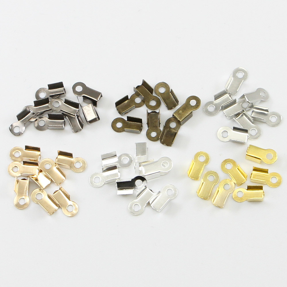 Silvery Golden Rhodium Leather End Cap Cord End Caps Bracelet Lobster  Clasps Hooks Crimps End Tip Caps Connectors For Jewelry Making Supplies