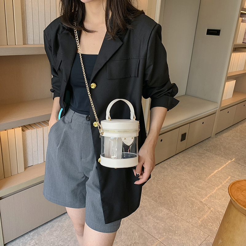 Minimalist Transparent Bucket Bag, All-match Crossbody Chain Bag