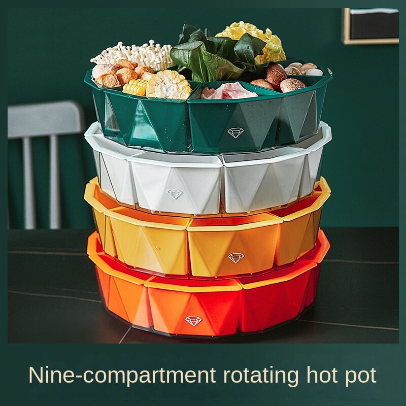 three-layer rotating hot pot platter compartment