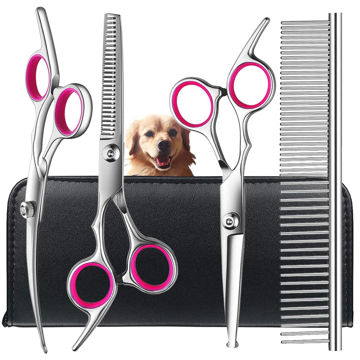 premium titanium coated dog grooming scissors with safety round tips professional grade kit for precise and safe trimming