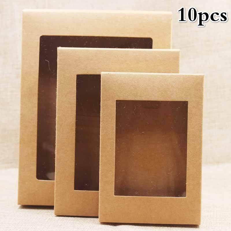 

10pcs Elegant Diy Paper Gift Boxes With Windows - Perfect For Weddings, Parties & Home Decor! For Retail Stores, Boutique, Supermarkets
