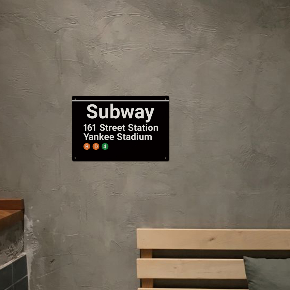 New York Street Subway Vintage Tin Sign, Subway 161 Street Station Stadium,  Metal Plaque Outdoor Wall Art Decor, - Temu