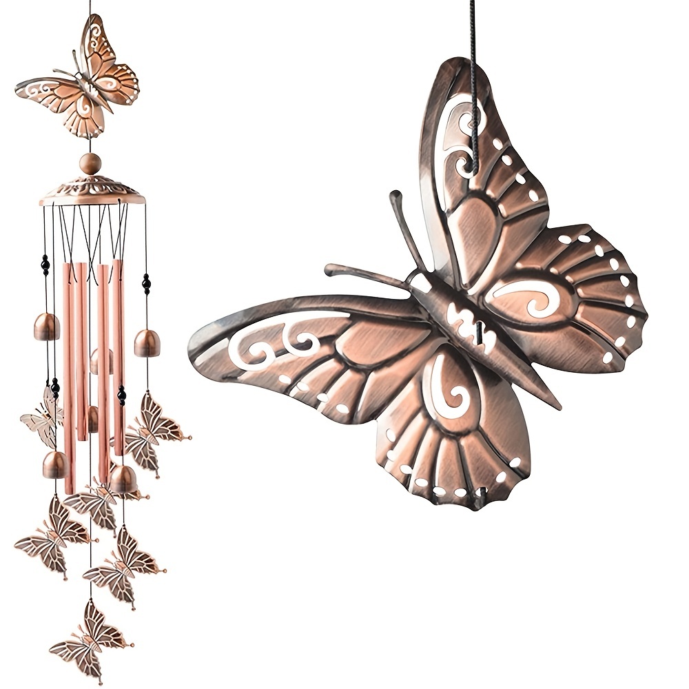 Vintage Metal Wind Chimes Hanging Hummingbird Butterfly - Temu