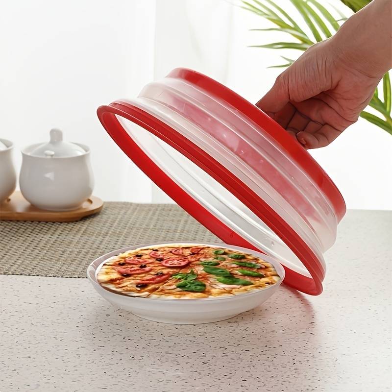 Microwave Food Cover Splatter Proof Vented Collapsible With Easy Grip Hand