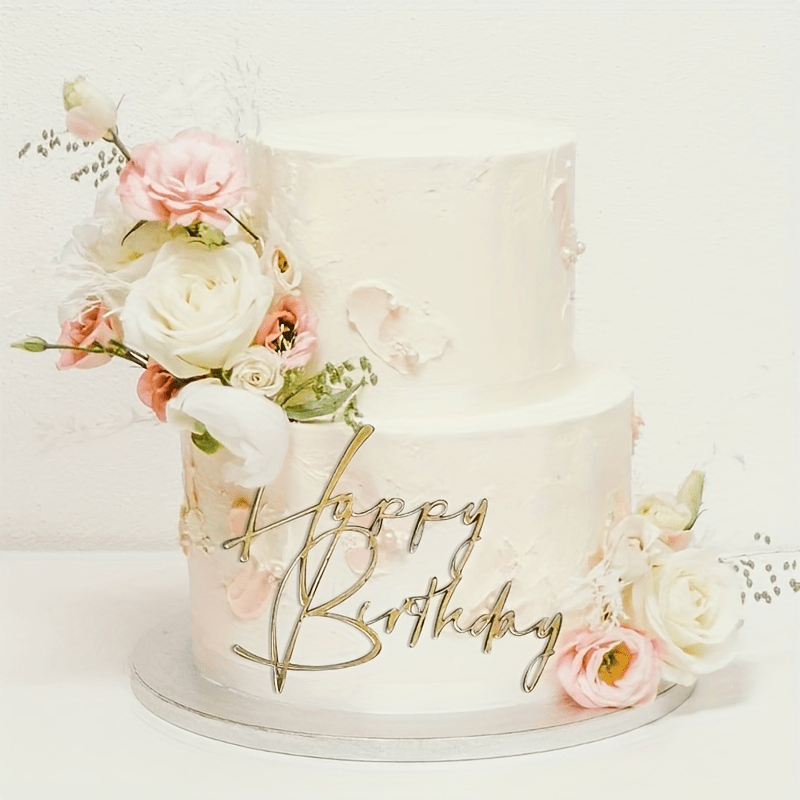 Joyeux Anniversaire Gâteau Côté Acrylique Décoration Joyeux - Temu France