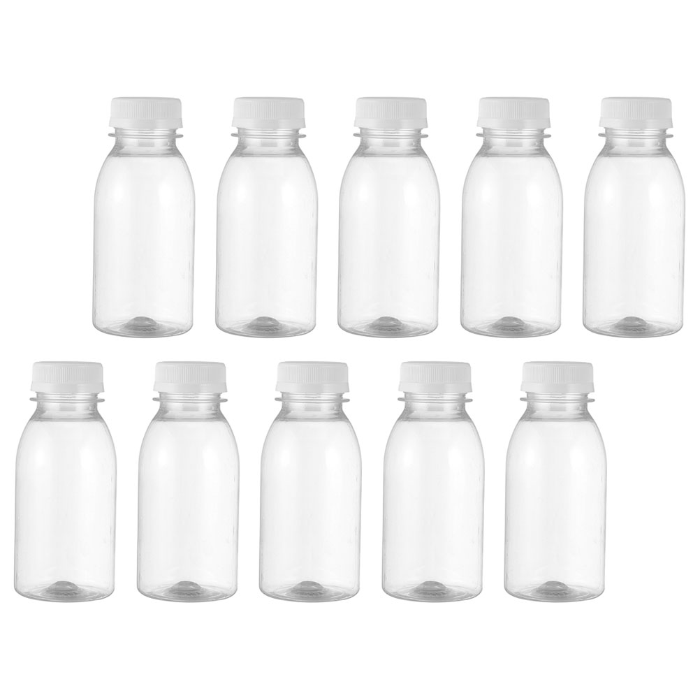 10pcs transparent 350ml 250 ml bouteilles de stockage de lait en plastique  boissons bouteilles de lait clair bouteille de jus d'eau de lait pour  l'extérieur 250ml