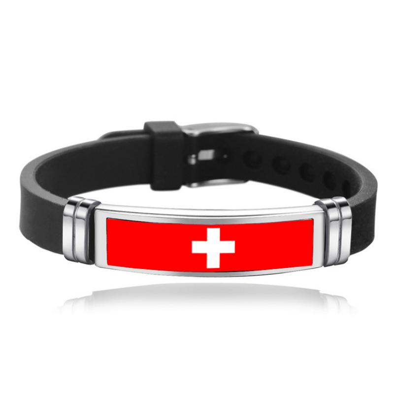 Flag Style Sports Bracelet Adjustable Silicone Wristband