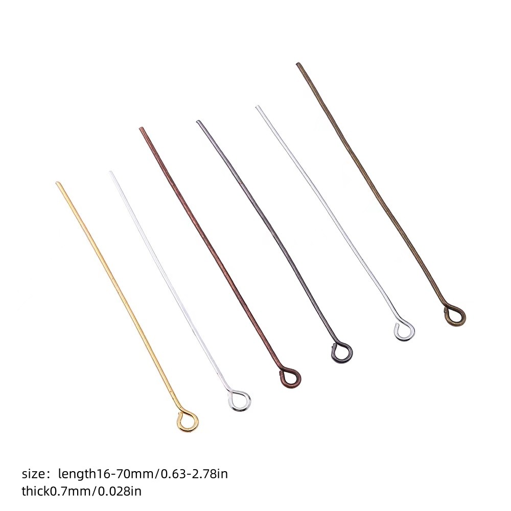 100Pcs/Lot Nine-Character Needles Iron Eye Head Pins Metal Flat Heard Pins  For Jewelry Making Diy Charm Finding Accessories