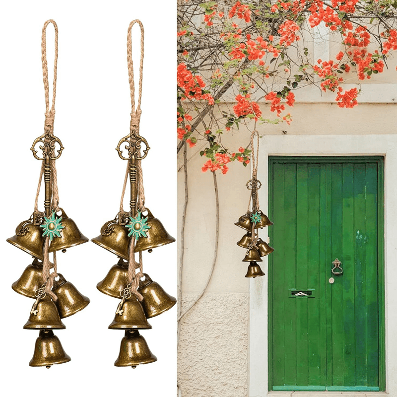 Hanging Witch Bells for Door Knob Decoration, Home Garden Decor Shopkeepers  Bell on Rope (Alloy Vintage Bells)