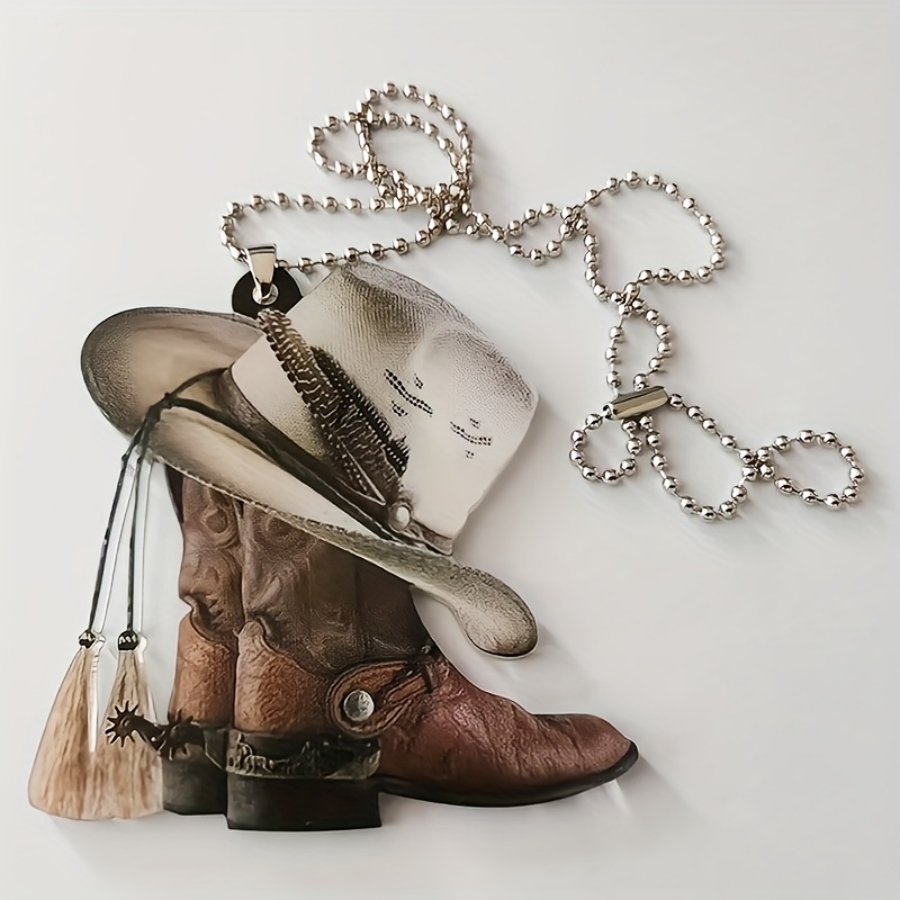 2pcs Cowboy Hat & Boot Pendant Necklace