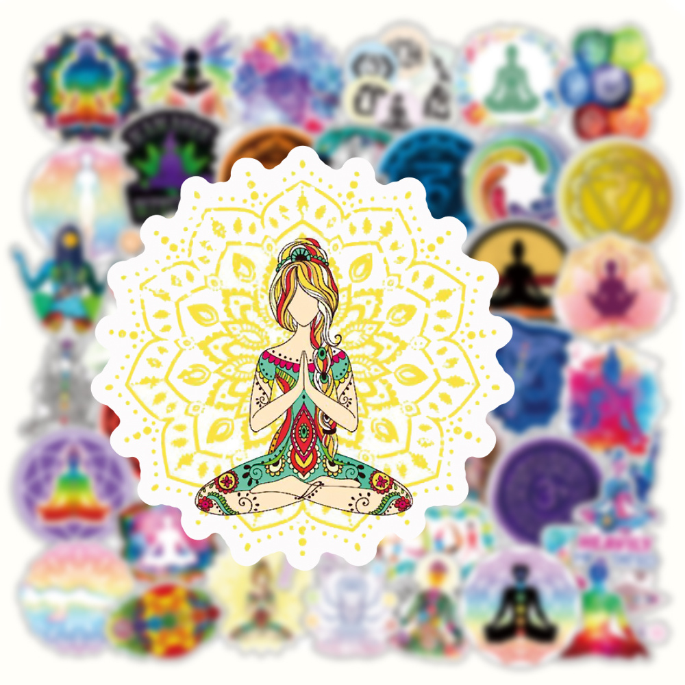 50PCS Yoga Stickers,Water Bottles Laptop Car Decal Perfect Yoga Gifts for  Girls and Teenagers
