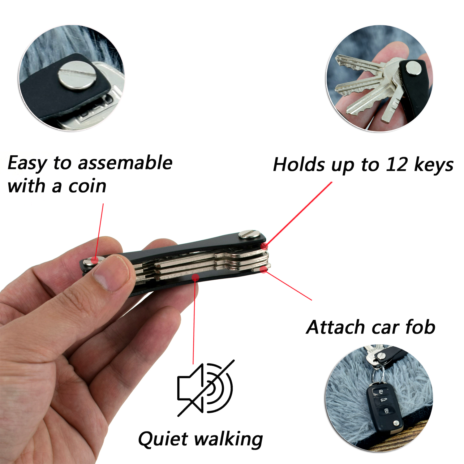 Temu Minimalist Pocket-Sized Key Holder and Key Organizer, Key Carrier Key Ring Loop Piece for Car Key Fob Keychain for Men, Christmas Styling & Gift