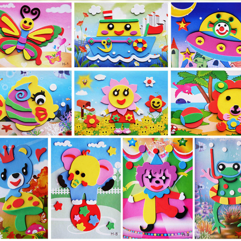  TOYANDONA 40 Pcs 3D Stickers Geometry Toddler Stickers Animal  Painting Stickers Kids Craft Gemstone Stickers Toddler Crafts Ages 2-4  Juguetes Educativos Preschool Eva Manual Photo Frame Glue : Toys & Games