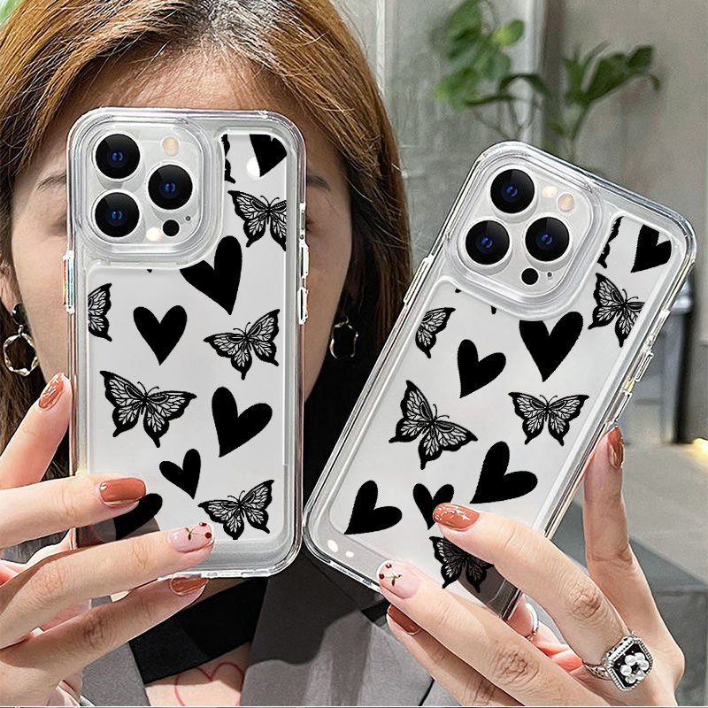 Cute Girl Fashion Clear Phone Case For iphone 11 12 13 14 Pro MAX XR 6s 7 8  Plus