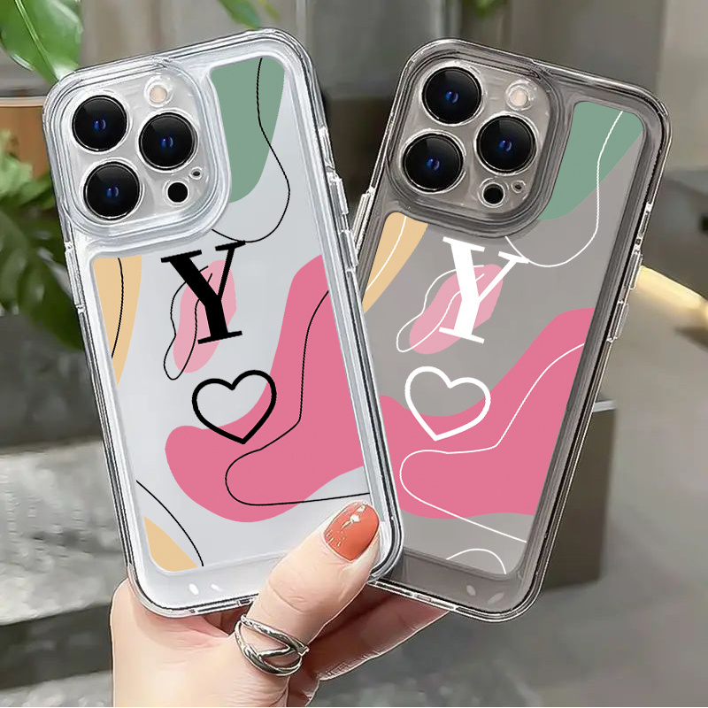 Letter Y & Heart Pattern Phone Case For Iphone 11 12 13 14 Pro Max