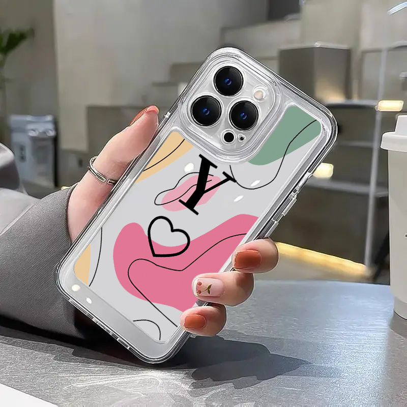 Letter Y & Heart Pattern Phone Case For Iphone 11 12 13 14 Pro Max