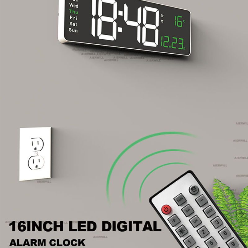 Reloj de pared digital grande de 16 pulgadas con control remoto, pantalla  grande LED reloj de pared para sala de
