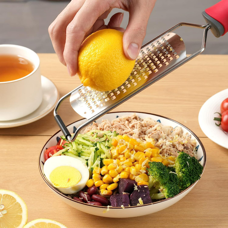 Cheese Grater & Lemon Zester with Protect Cover - Stainless Steel Kitchen  Grater Slicer with Non-Slip Handle, Dishwasher Safe