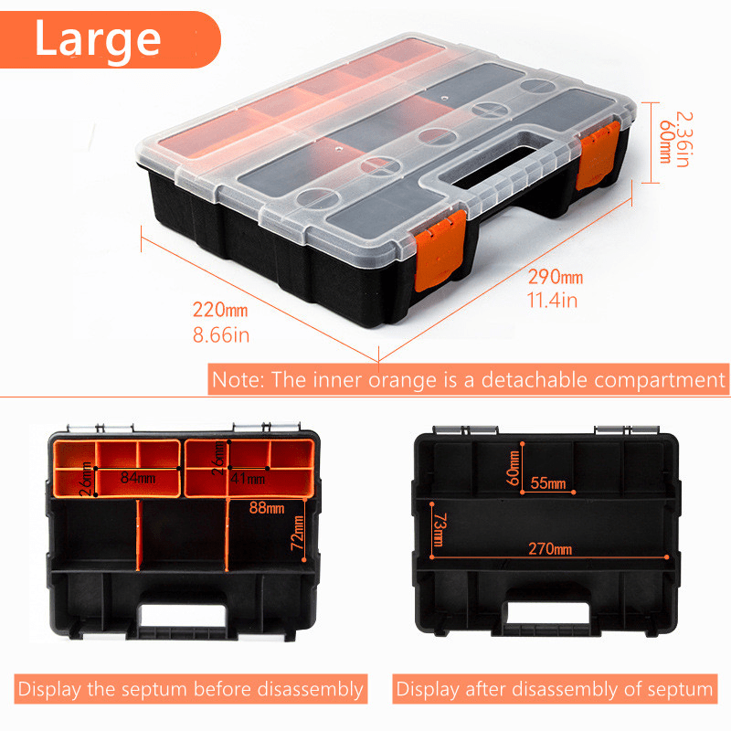 Portable Parts Storage Box Removable Dividers Tool box Organizer Sets  Hardware Screws Organizer Small Parts Compartment ToolBox