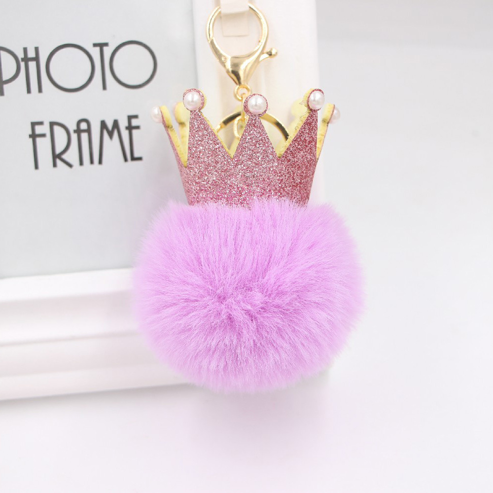 Cute Sequins Crown Pompom Handbag Key Pendant, Faux Fur Fluffy Ball Bag  Accessorise, Fashion Bag Purse Car Pendants Decoration - Temu