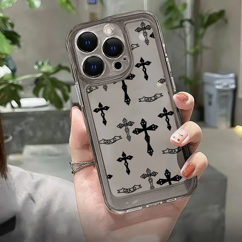 Black & White Cross Pattern Phone Case For Iphone 11 12 13 14 Pro