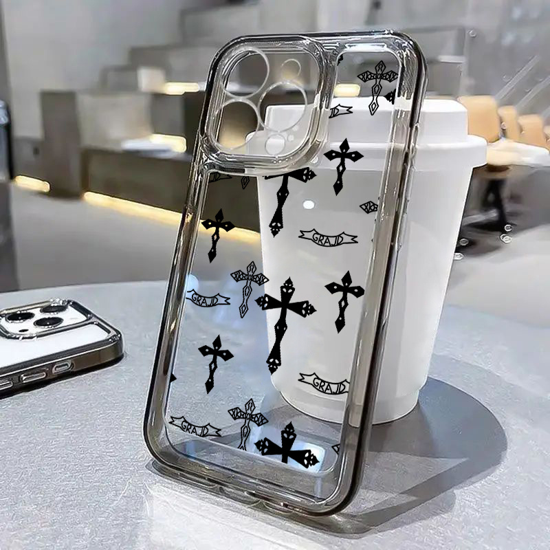 Black & White Cross Pattern Phone Case For Iphone 11 12 13 14 Pro