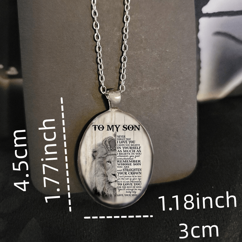 Lion Pendant Necklace Water Drop Shape Birthday Gift Blessing Language