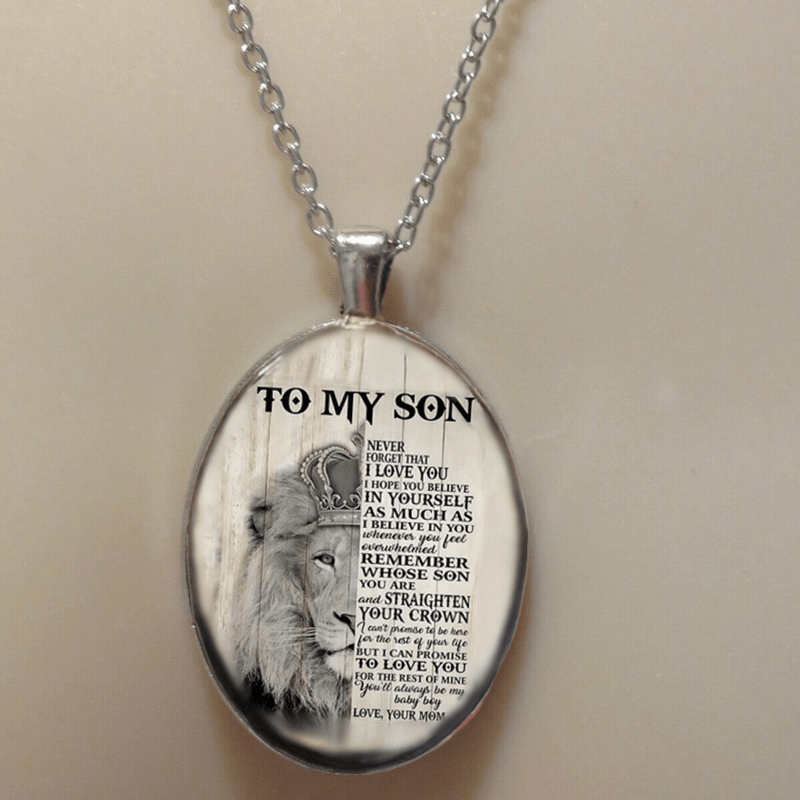Lion Pendant Necklace Water Drop Shape Birthday Gift Blessing Language