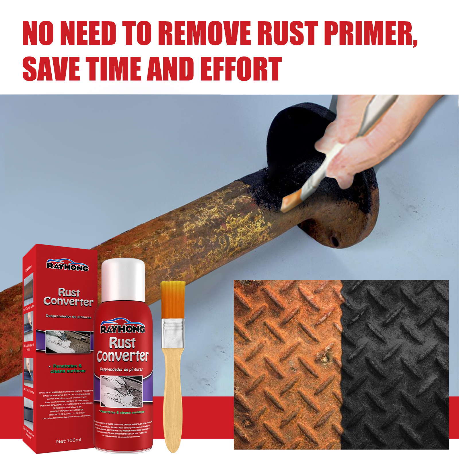 Multi-purpose Vehicle Wheel Rust Remover Auto Paint Rust Cleaner  Decontamination Brightener Home Rust Remover Tool Rust Remover Conversion  Agent