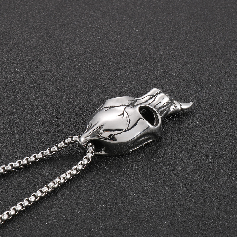Gothic Vintage Ghost Skull Stainless Steel Necklace