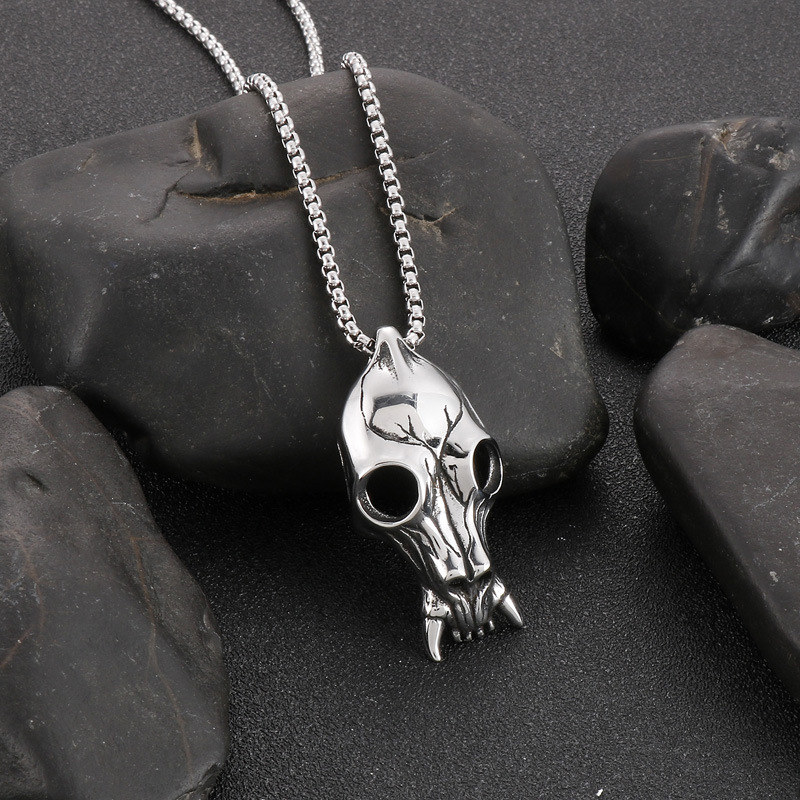 Gothic Vintage Ghost Skull Stainless Steel Necklace