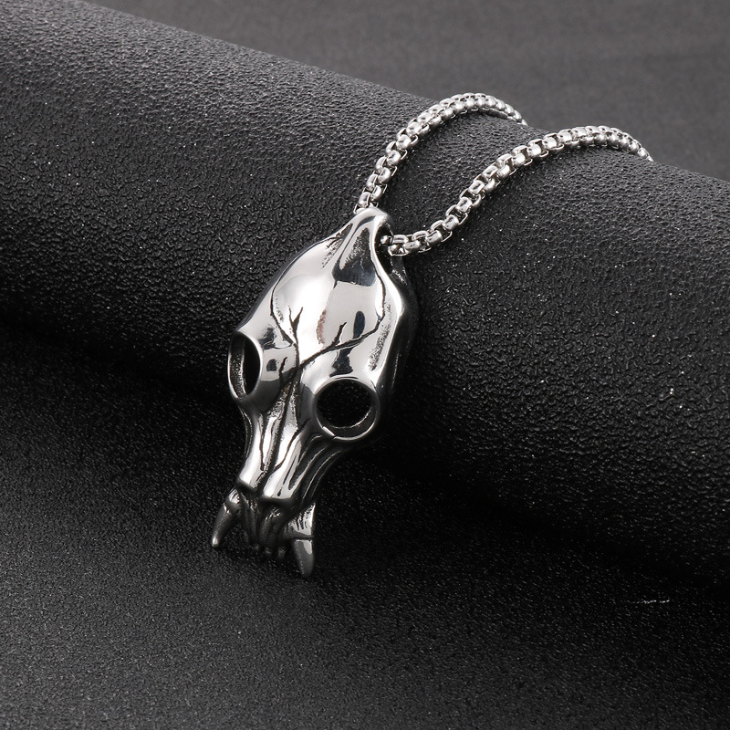 Gothic Vintage Ghost Skull Stainless Steel Necklace