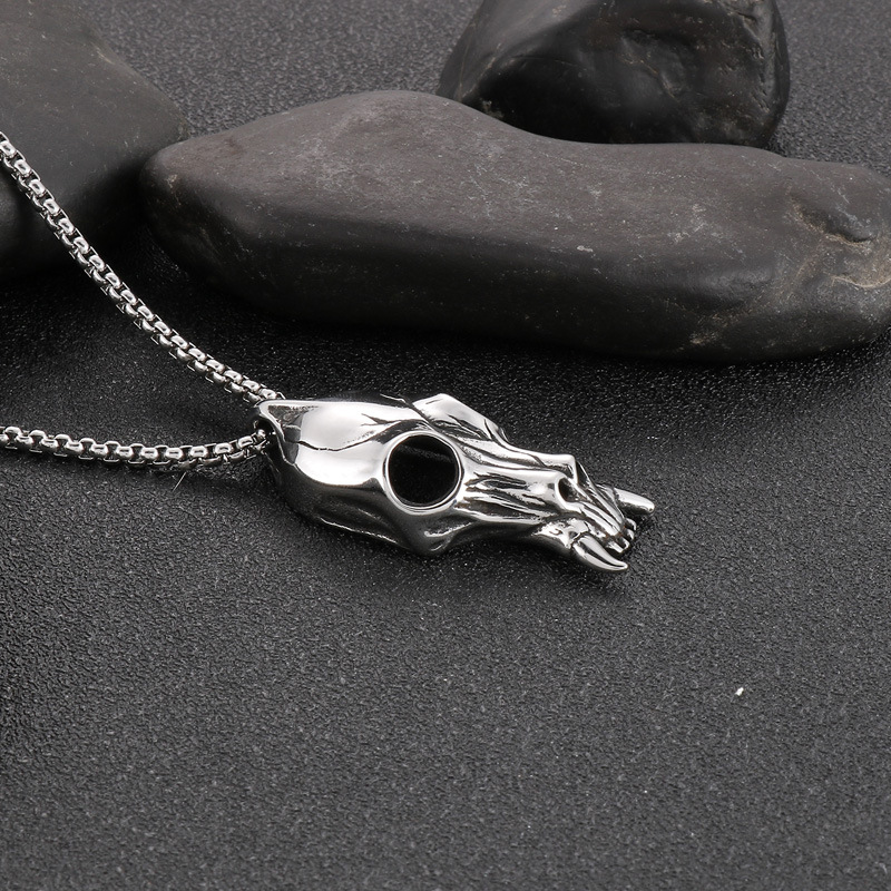 Gothic Vintage Ghost Skull Stainless Steel Necklace
