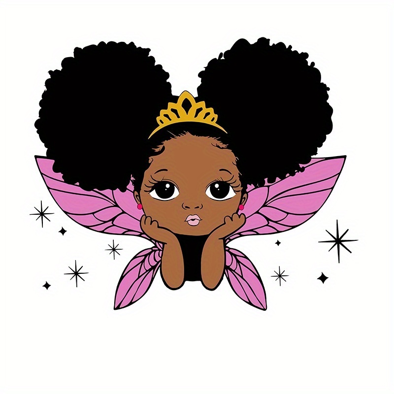 Trend Pattern Cute Cartoon African Girl With Curly Hair - Temu