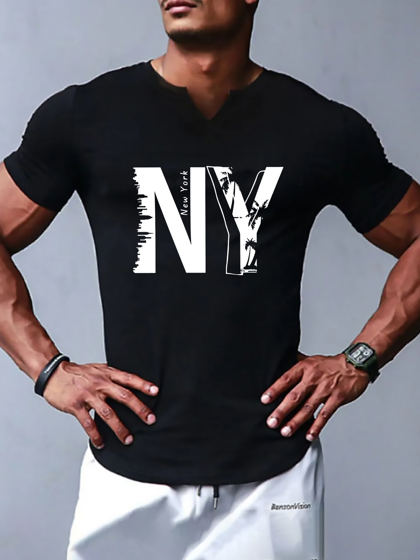 Stylish Letter Pattern Print Men's Comfy Chic T-shirt, Graphic Tee