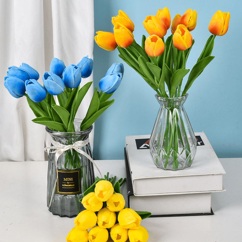 10pcs Arreglo Tulipanes Artificiales Toque Real Perfecto - Temu