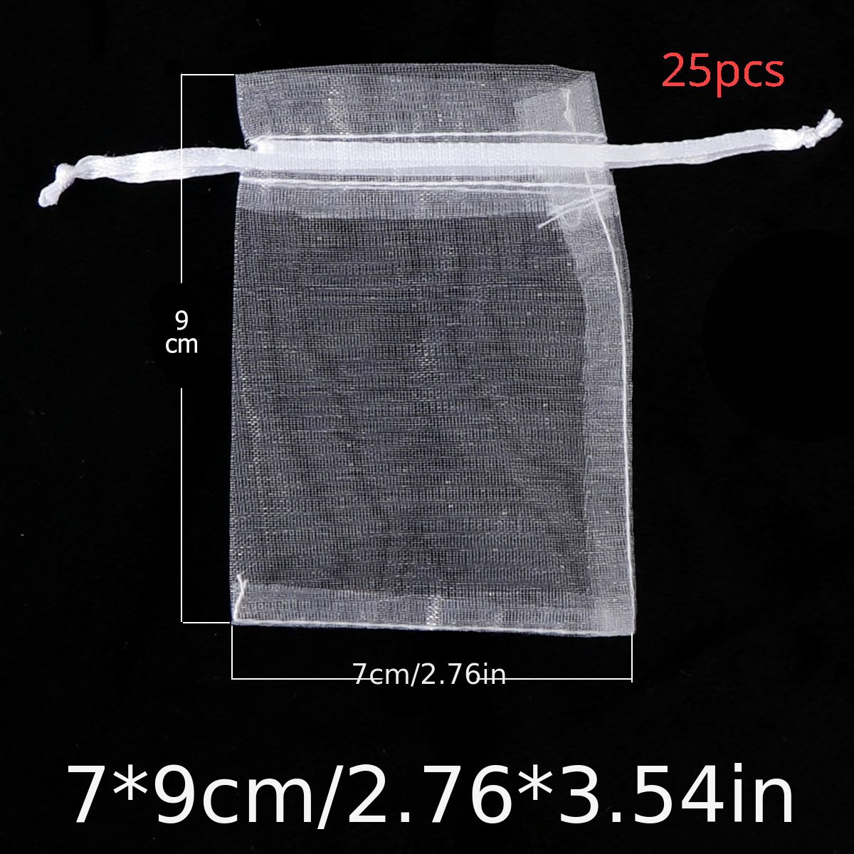 Image of 25/100pcs, Solid Color Organza Drawstring Storage Bag (2.75"×3.54"), Jewelry Bag, Wedding And Birthday Party Gift Decoration Bag, Cosmetic Gauze Bag