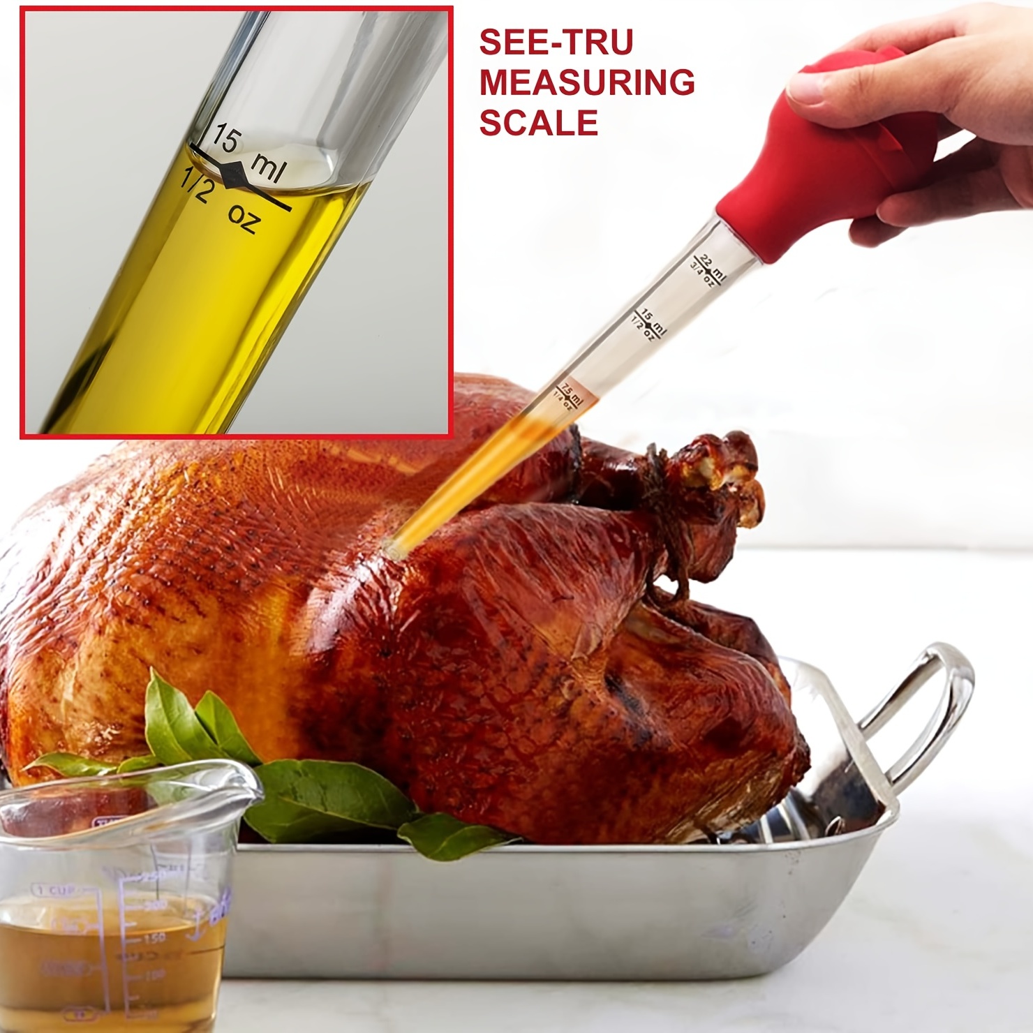 Turkey Baster Syringe, Meat Marinade Injection With Bbq Oil Brush