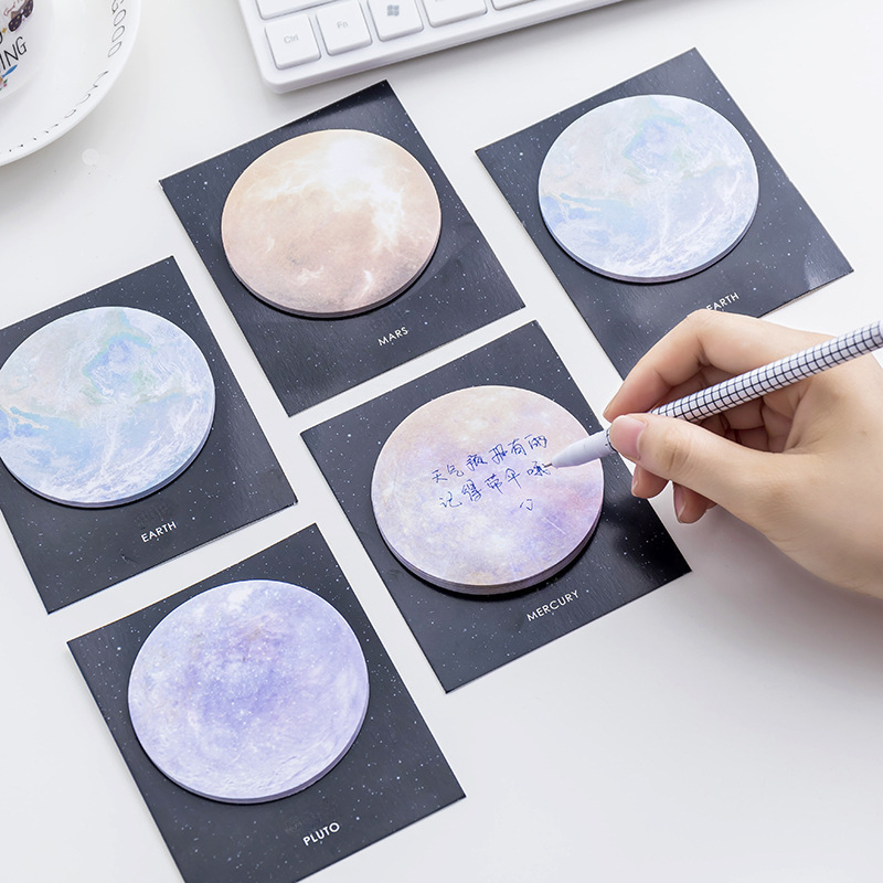 12pcs Planet Sticky Notes Terre Lune Notes autocollantes Memo Pad