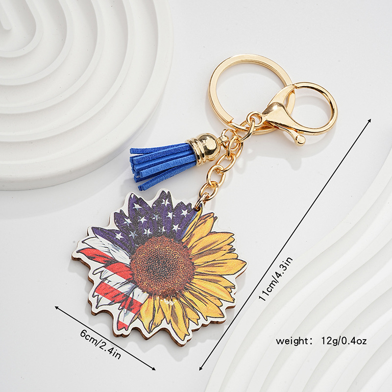 American Usa Flag Car Keychain, Creativre Zinc Alloy Circular Car